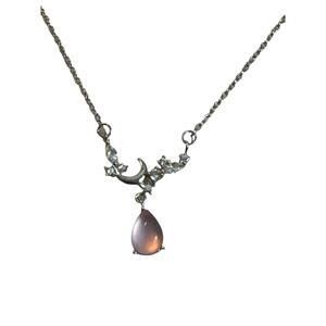Stainless Steel Silver Necklace with Teardrop Pendant